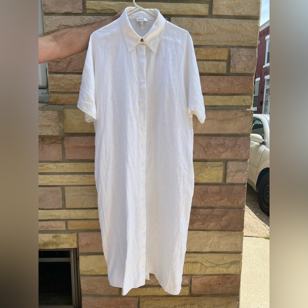 COS White Casual Button Down maxi shirt dress